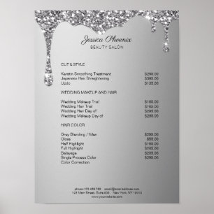 Modern glamor silver glitzer sinks poster