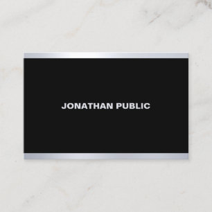 Modern Glamour Black Silver Elegant Professional Business Card