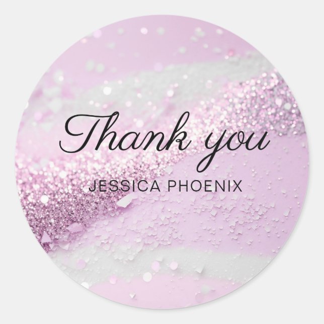 Modern Glamour Glitter  Classic Round Sticker (Front)