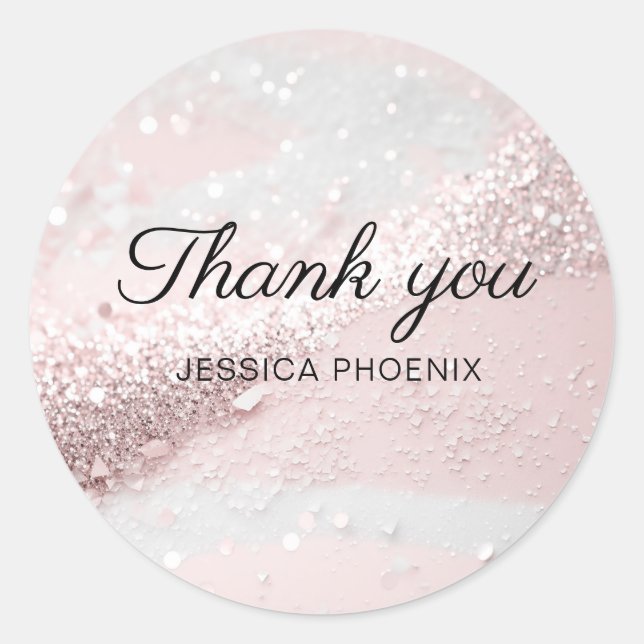 Modern Glamour Glitter  Classic Round Sticker (Front)