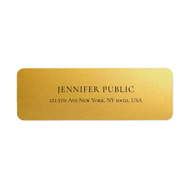 Modern Glamour Gold Elegant Golden Return Address (Front)