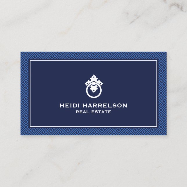Modern Glamour Realtor, Real Estate Blue Business Card (Front)