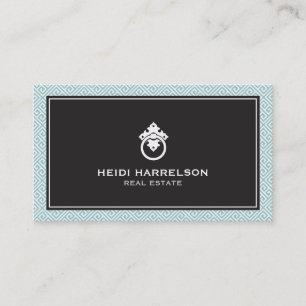 Modern Glamour Realtor, Real Estate Mint/Black Business Card