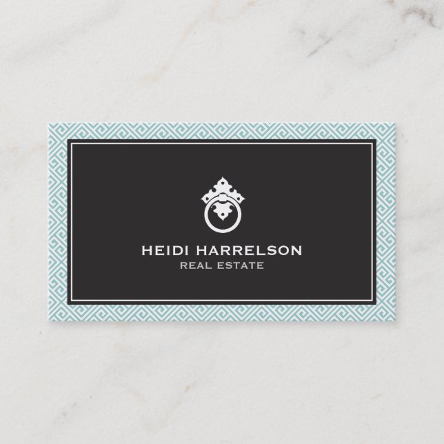 Modern Glamour Realtor, Real Estate Mint/Black Business Card (Front)