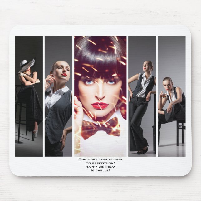 Modern Glamour Retro Style Portfolio Photo Collage Mouse Mat (Front)