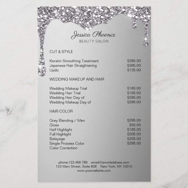 Modern Glamour Silver Glitter sink Flyer (Front)