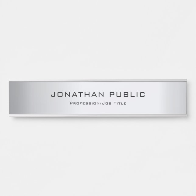 Modern Glamour Silver Template Trendy Elegant Door Sign (Front)