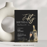 Modern Glamourous  Black 50th Birthday Party Invitation<br><div class="desc">Modern dark black background and minimalistic invitation Template is perfect for stylish party in man birthday party. Elegant-minimalistic themed invite is full of fun and simple design elements,  elegant calligraphy and modern fonts. Birthdays are special days,  and this invite can help it make a memorable for friends.</div>