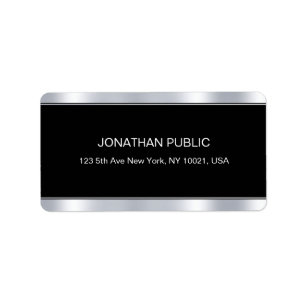 Modern Glamourous Black Silver Template Elegant Label