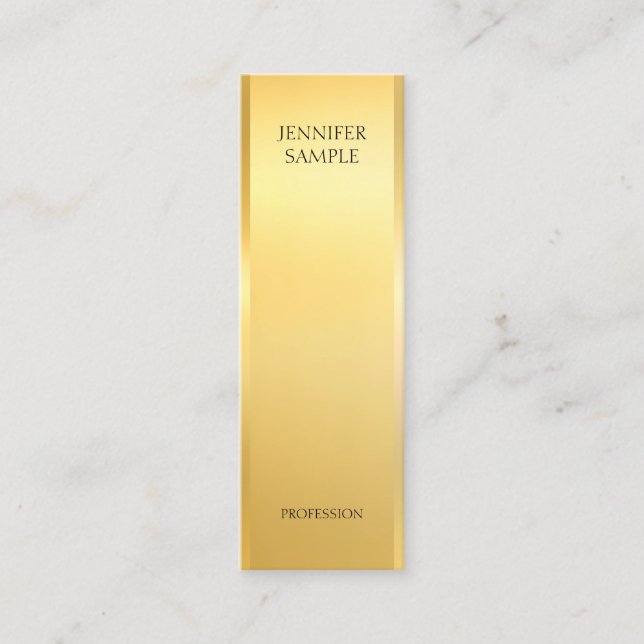 Modern Glamourous Faux Gold Elegant Template Mini Business Card (Front)