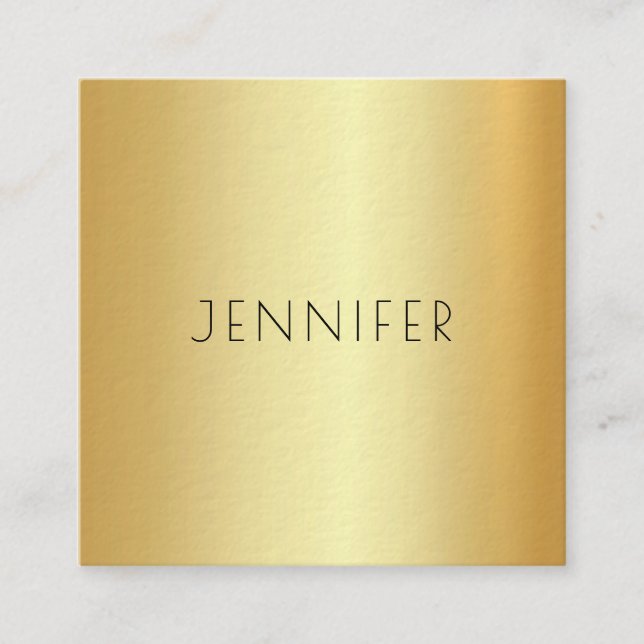 Modern Glamourous Gold Look Elegant Simple Templat Square Business Card (Front)