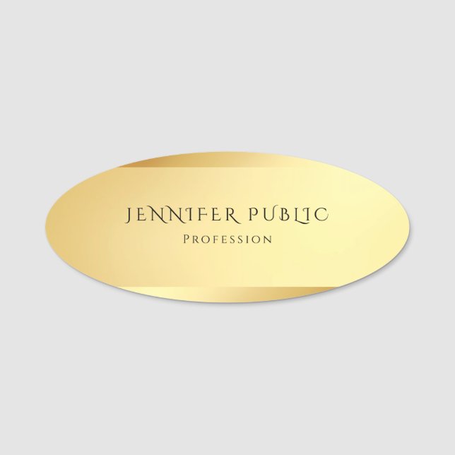 Modern Glamourous Gold Simple Template Elegant Name Tag (Front)