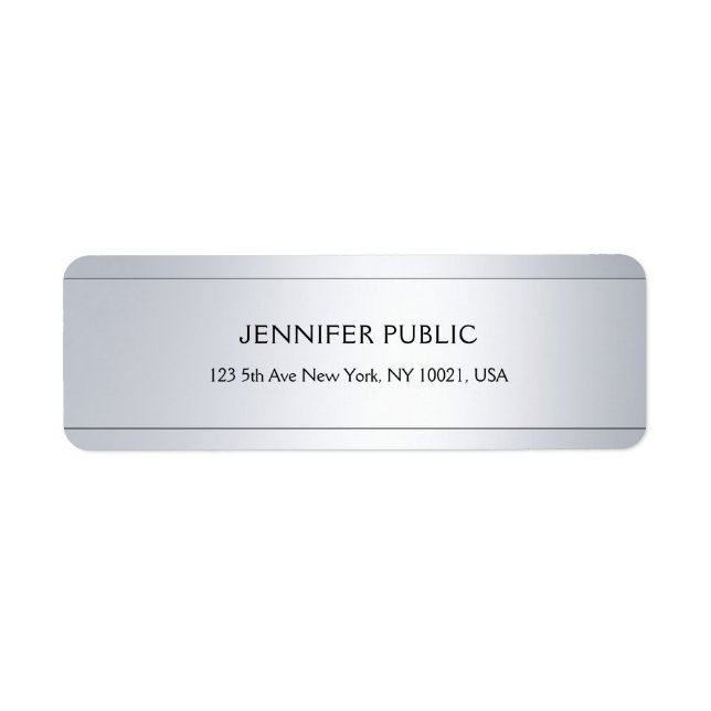 Modern Glamourous Silver Elegant Return Address (Front)