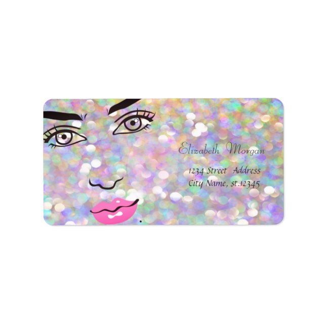 Modern Glamourous  Stylish Colourful,Bokeh,Girl Fa Label (Front)