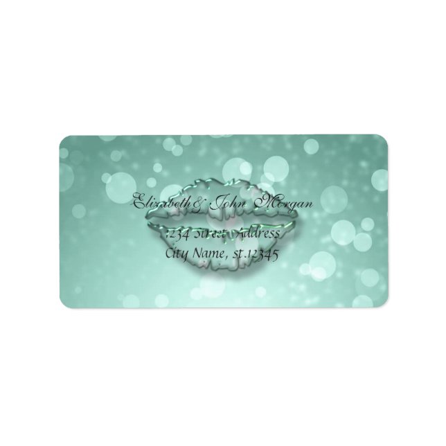 Modern Glamourous  Stylish Mint Greenl,Bokeh,Lips Label (Front)