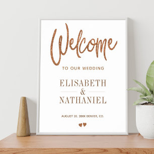 Modern glamourous typography wedding welcome sign