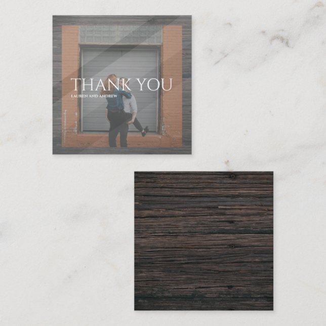 Modern Glass Frame Rustic Photo Thank you Card (Front/Back)