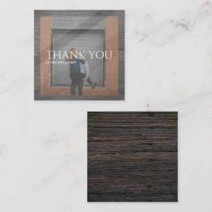 Modern Glass Frame Rustic Photo Thank you Card