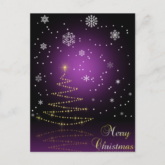Modern Gleamy Christmas Tree Holiday Postcard (Front)