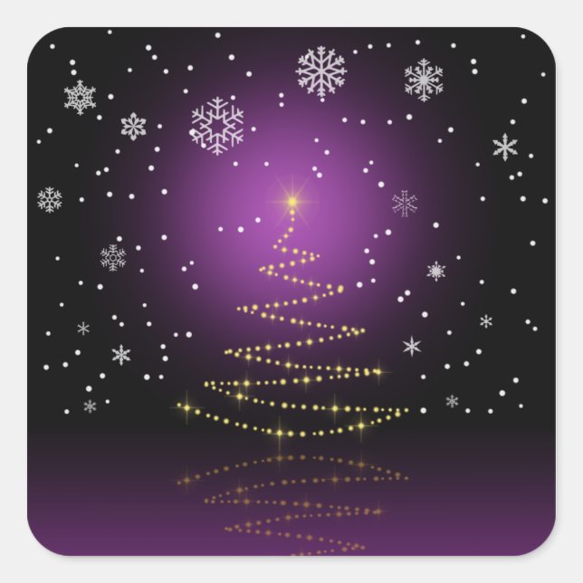 Modern Gleamy Christmas Tree Square Sticker (Front)