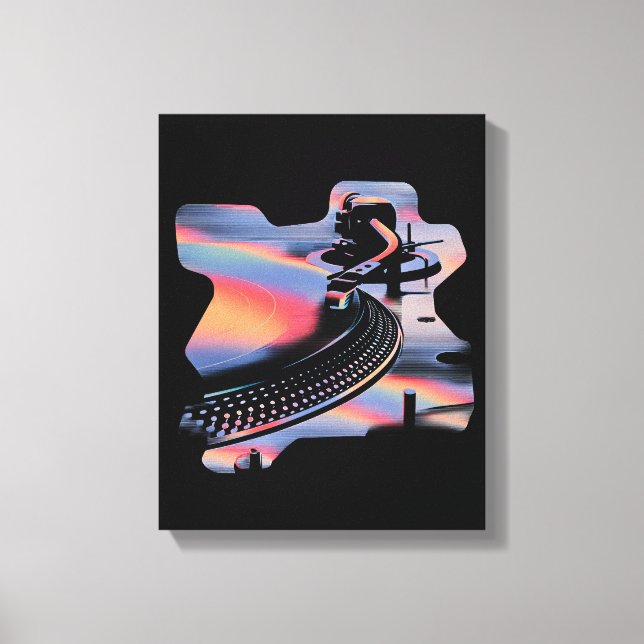 Modern Glitch Style Turntable – Colorful Design Canvas Print (Front)