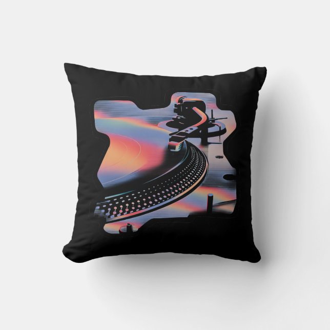 Modern Glitch Style Turntable – Colorful Design Cushion (Front)