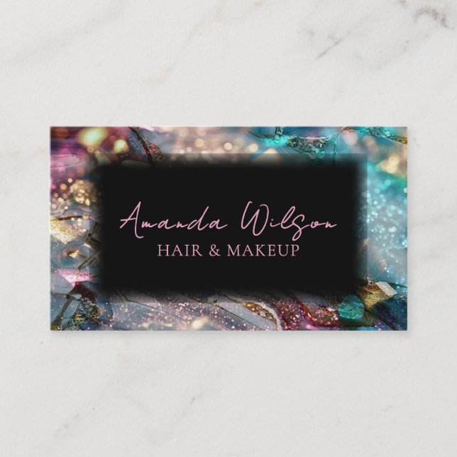 Modern Glitter and Marble Abstract  Business Card (Front)