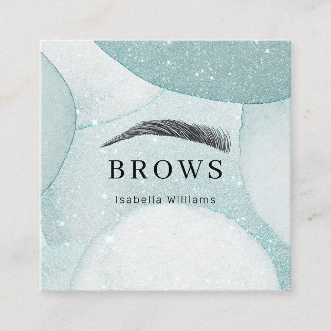 Modern Glitter Augenbrauen Visitenkarte Square Bus Square Business Card (Front)