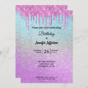 Modern glitter Birthday invitation