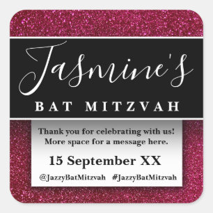 Modern Glitter Birthday Party Favours Thank You Square Sticker