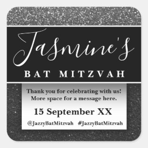 Modern Glitter Birthday Party Favours Thank You Square Sticker