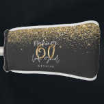 Modern glitter black and gold 60th birthday golf head cover<br><div class="desc">Modern glitter black and gold 60th birthday gift. Part of a elegant stylish collection.</div>