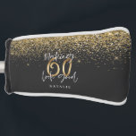 Modern glitter black and gold 60th birthday golf head cover<br><div class="desc">Modern glitter black and gold 60th birthday gift. Part of a elegant stylish collection.</div>
