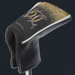 Modern glitter black and gold 60th birthday golf head cover<br><div class="desc">Modern glitter black and gold 60th birthday gift. Part of a elegant stylish collection.</div>