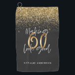 Modern glitter black and gold 60th birthday golf towel<br><div class="desc">Modern glitter black and gold 60th birthday gift. Part of a elegant stylish collection.</div>