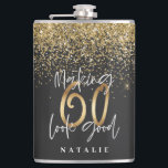 Modern glitter black and gold 60th birthday hip flask<br><div class="desc">Modern glitter black and gold 60th birthday gift. Part of a elegant stylish collection.</div>