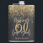 Modern glitter black and gold 60th birthday hip flask<br><div class="desc">Modern glitter black and gold 60th birthday gift. Part of a elegant stylish collection.</div>