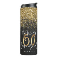 Modern glitter black and gold 60th birthday