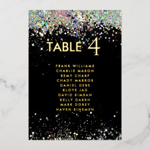 Modern Glitter Black Real Foil Table Card