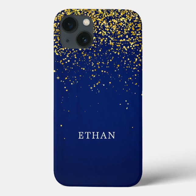 Modern Glitter Blue Pattern Case-Mate iPhone Case (Back)