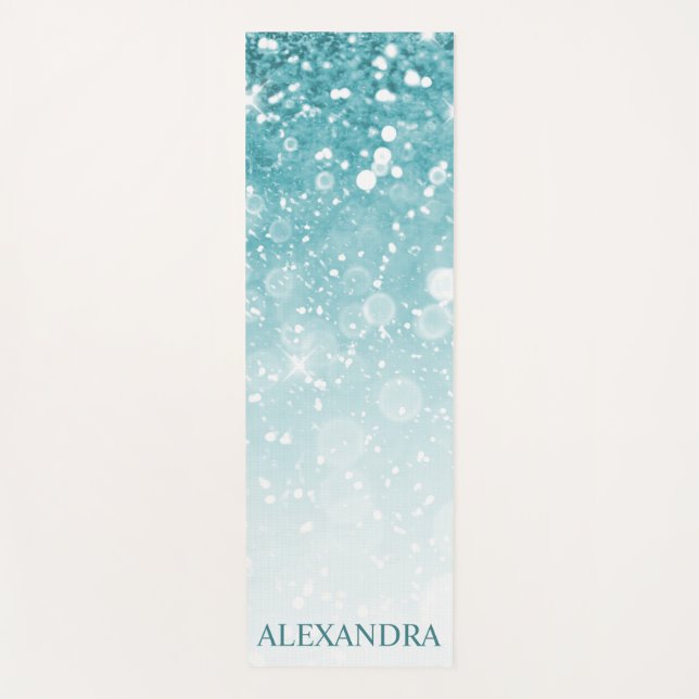 Modern Glitter Bokeh Personalised  Yoga Mat (Front)