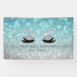 Modern Glitter Bokeh, Silver Glitter Faux Lashes Banner