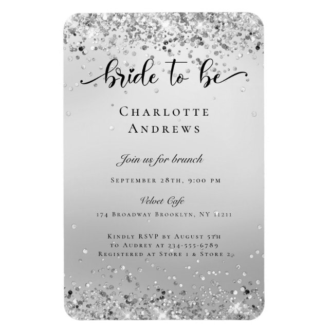 Modern, Glitter Bride to be Einladung Magnet (Vertical)