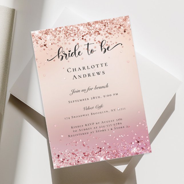 Modern, Glitter Bride To Be  Invitation (Creator Uploaded)