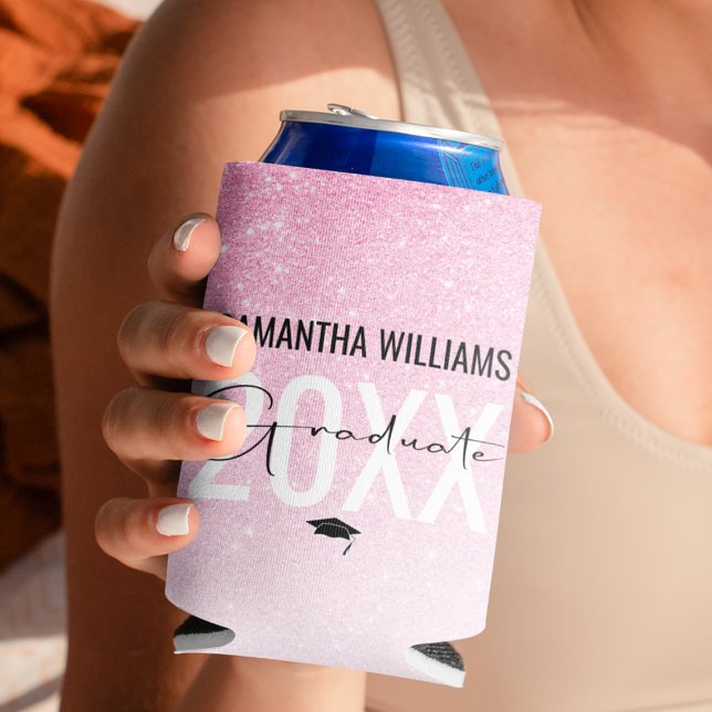 Modern Glitter | Class Of Graduation Can Cooler (Creator Uploaded)