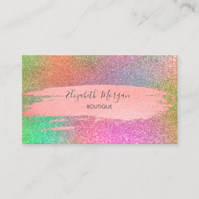 Modern Glitter Colourful, Brush Stroke Business Card (Front)