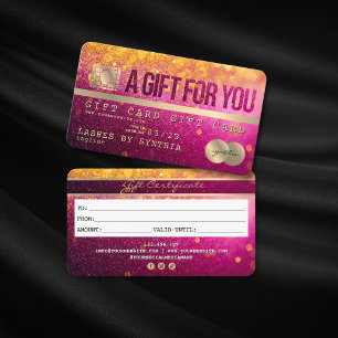 Modern Glitter Credit Card Gift Card Certificate