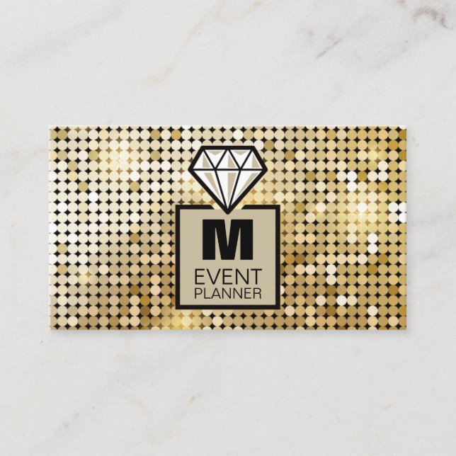 Modern Glitter Diamond Event Planner Professional Business Card (Front)