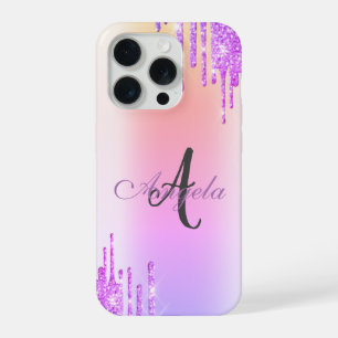 Modern Glitter Drips,Ombre,Monogram iPhone 15 Pro Case