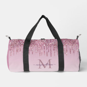 Modern Glitter Drips Personalised Monogram Name Duffle Bag